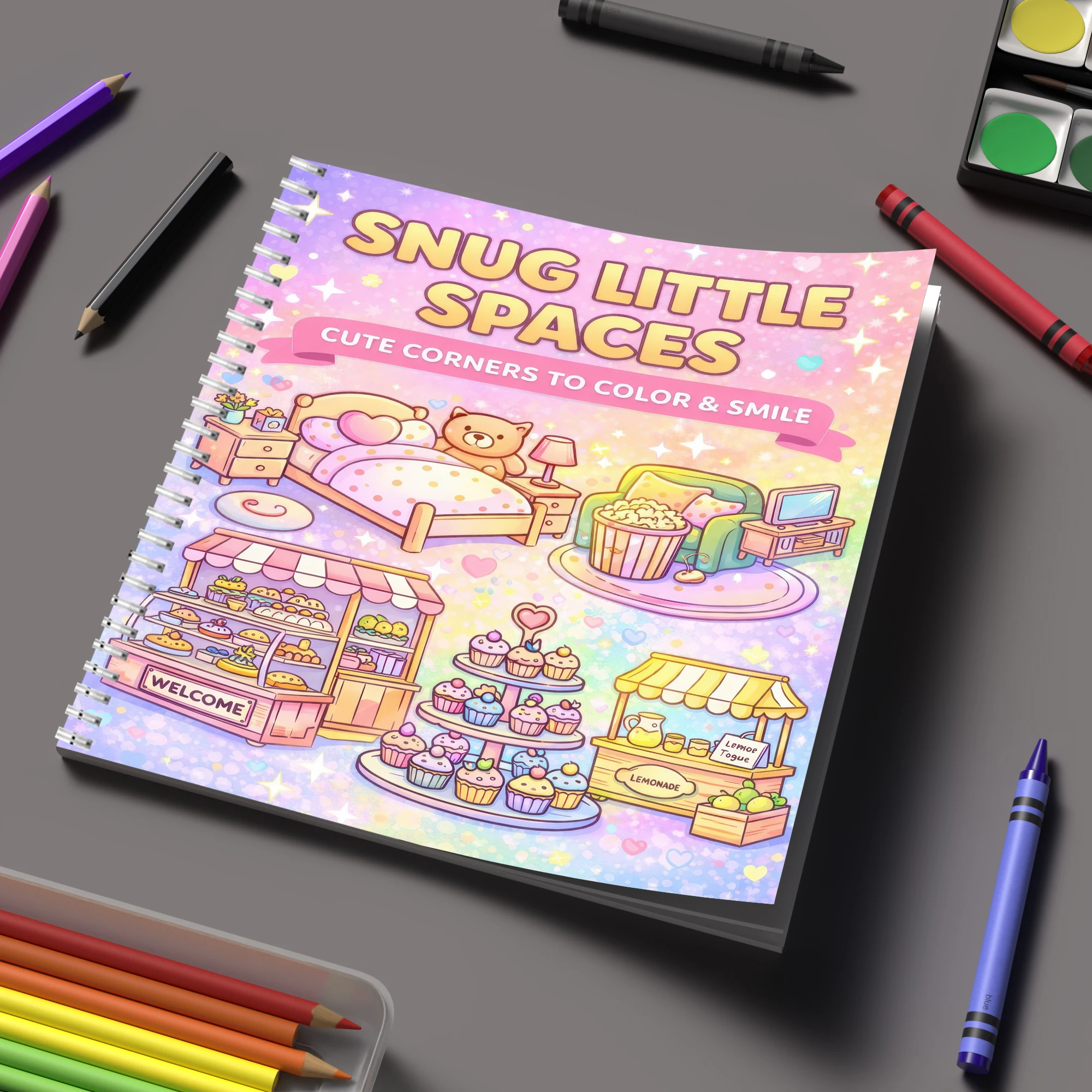 Party Supplies - كتاب تلوين للبالغين بتصميم المساحات الصغيرة،
