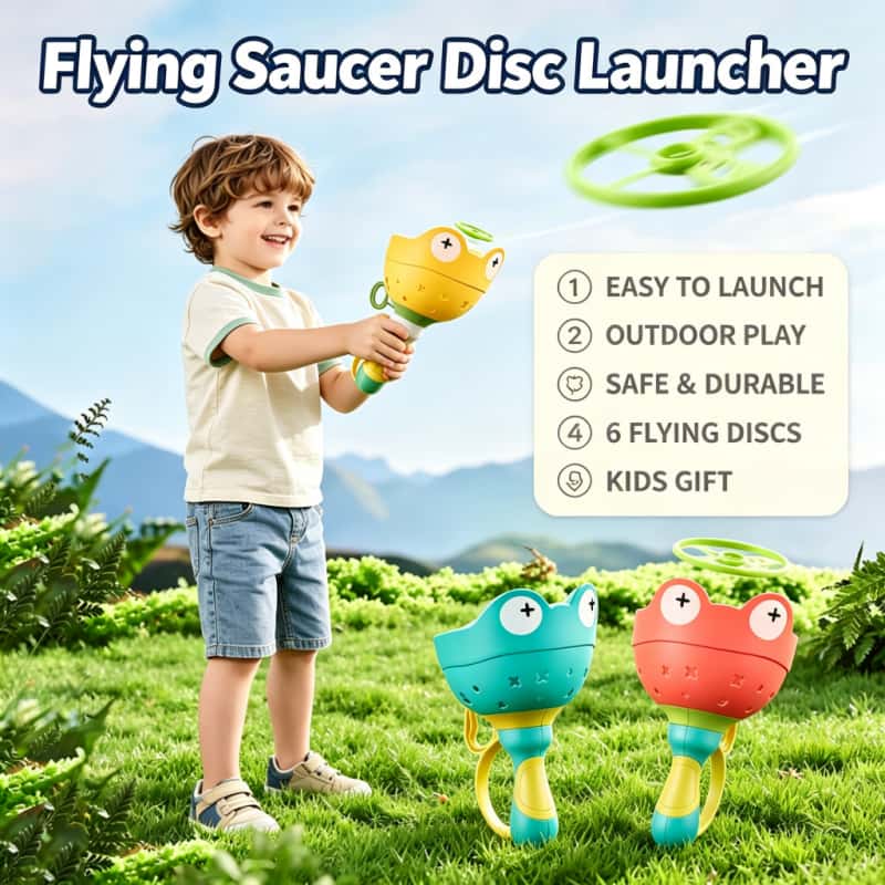 Novelty Gifts - قاذف أقراص طائرة للأطفال، ألعاب طائرة