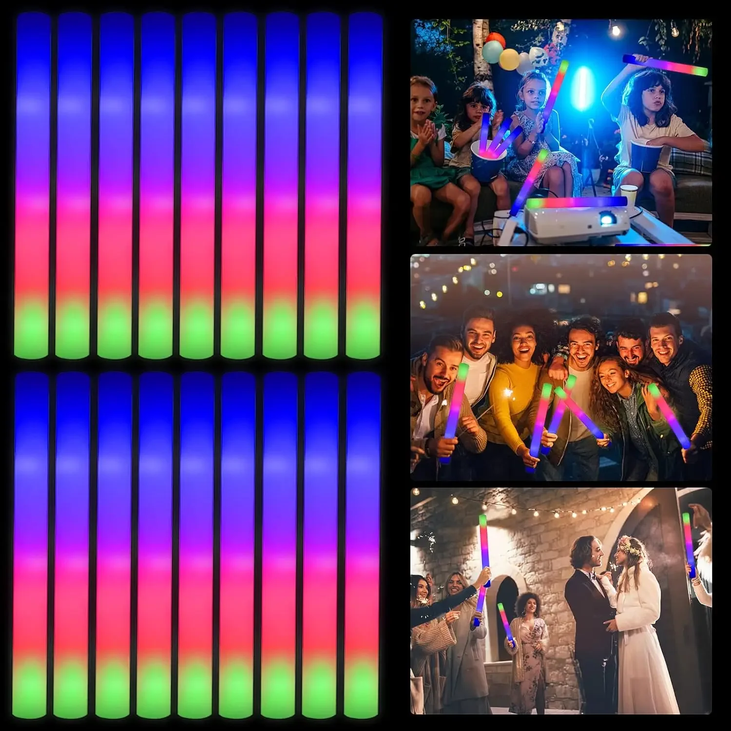 1Z-50 قطعة من عصي الإضاءة الرغ - مراجعة Flashing Led Foam Sticks Party وسعره