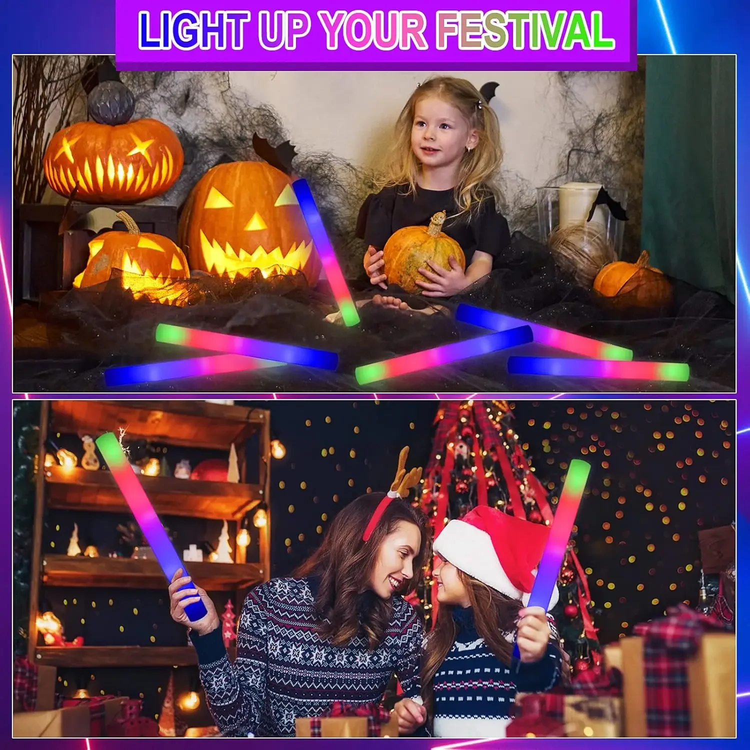 1Z-50 قطعة من عصي الإضاءة الرغ - مراجعة Flashing Led Foam Sticks Party وسعره