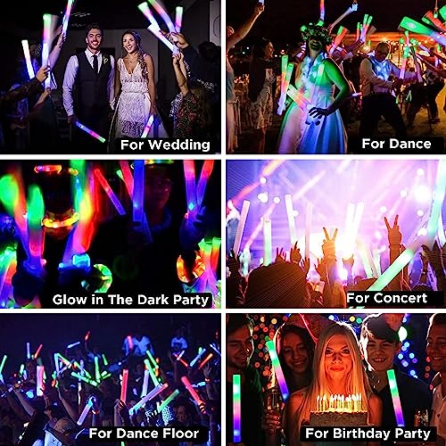 عصي إضاءة رغوية مضيئة بالجملة، - مراجعة Flashing Led Foam Sticks Party وسعره