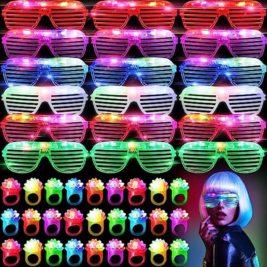 10-50 قطعة نظارات LED تضيء نظا - مراجعة Glow In The Dark Party Glasses وسعره
