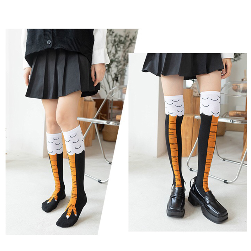 جوارب نسائية طويلة بتصميم مخال - مراجعة Funny Chicken Leg Socks وسعره