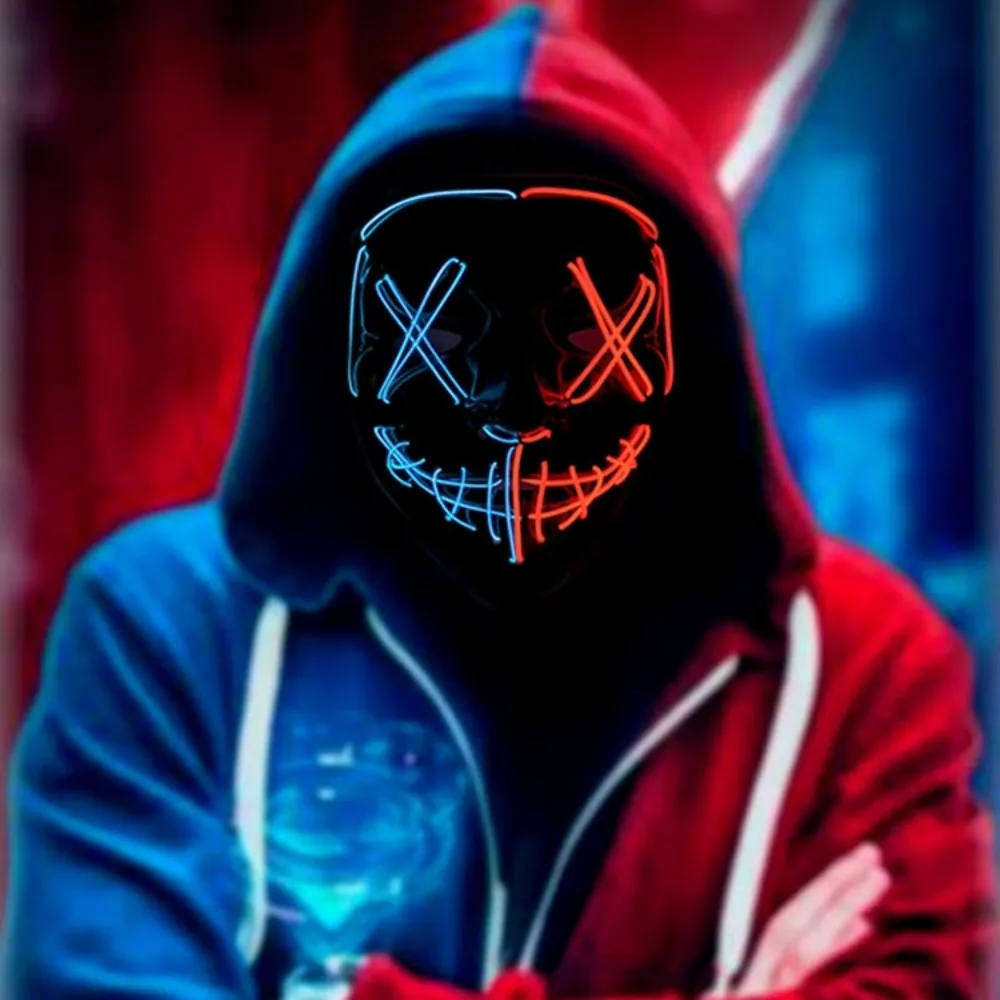 قناع LED مضحك للهالوين يتوهج ف - مراجعة Led Purge Mask Halloween وسعره