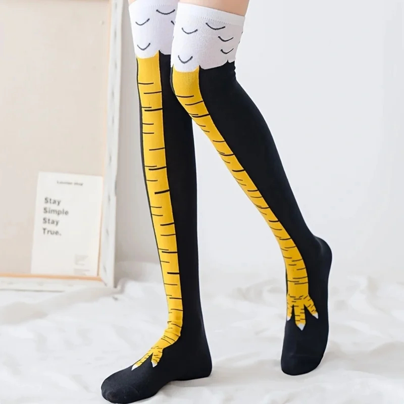 1/2 زوج من الجوارب الطويلة على - مراجعة Funny Chicken Leg Socks وسعره