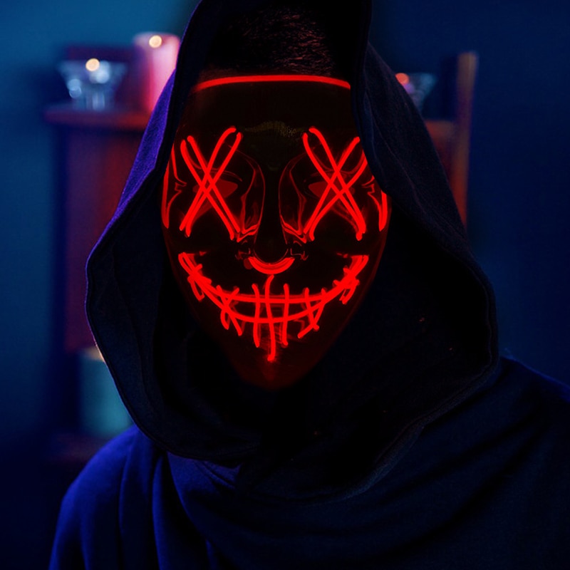 قناع الهالوين النيون LED، قناع - مراجعة Led Purge Mask Halloween وسعره