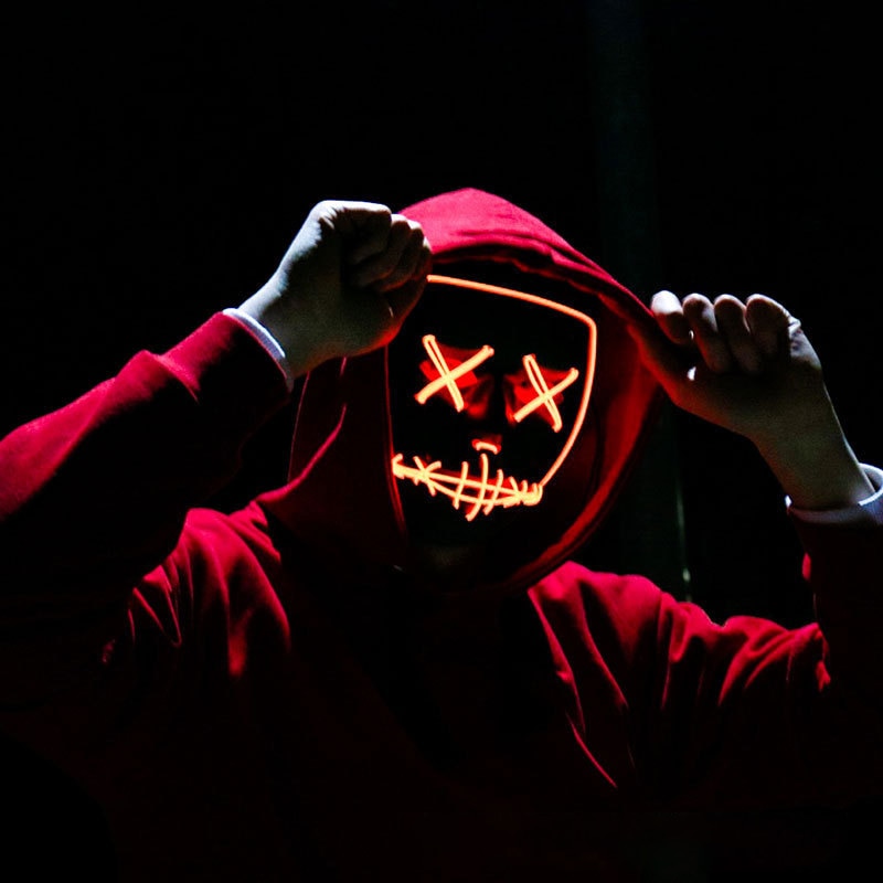 قناع الهالوين النيون LED، قناع - مراجعة Led Purge Mask Halloween وسعره