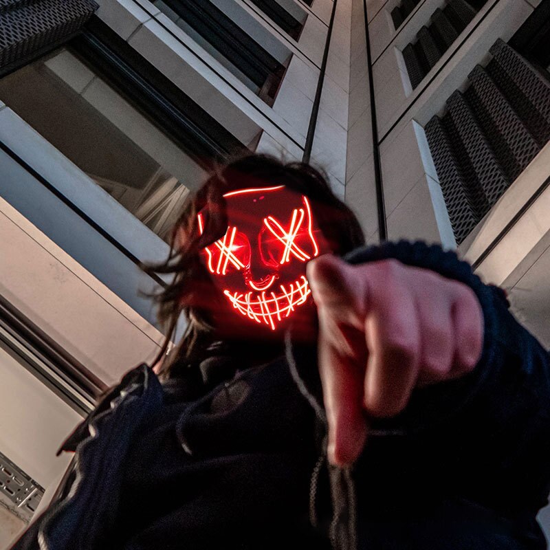 قناع الهالوين النيون LED، قناع - مراجعة Led Purge Mask Halloween وسعره
